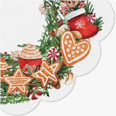 PAW ubrousky R Poinsettia Wreath White 32cm