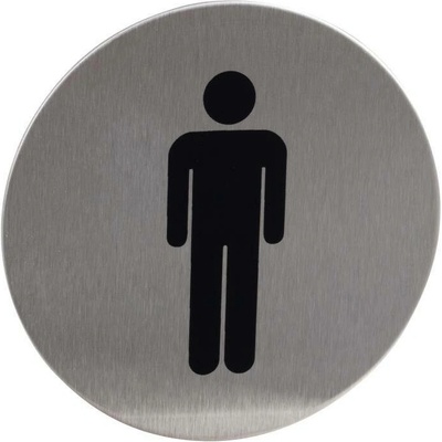Znak rozlišovací "WC-muži", Ø 75 mm, samolepící, nerez