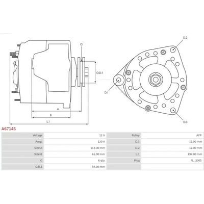 AS-PL Alternátor APL A6714S