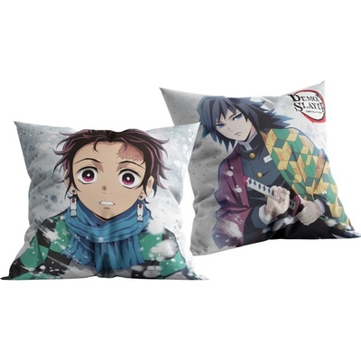 Halantex Obojstranný vankúš Demon Slayer Kimetsu no Yaiba Zabijak démonov - motív Tandžiró a Tomioka 40x40