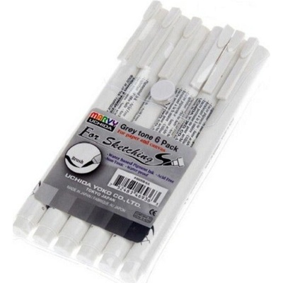 MARVY 4600 For Drawing BRUSH 6 ks šedé