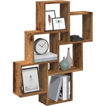 vidaXL Стенен рафт с кубчета от старо дърво 78x15x93 cm (856594)