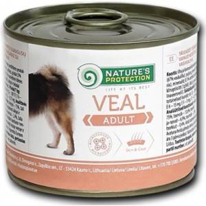 AKVATERA Nature's Protection DOG Adult Veal, консерва с телешко месо за капризни пораснали кучета, Литва - 200 гр