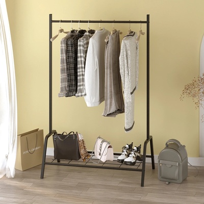TopMebel Метален подов закачалка Selman TopMebel в черен цвят 87.6x36x136cm