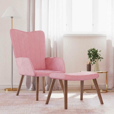 vidaXL 328088 relaxační se stoličkou růžové samet