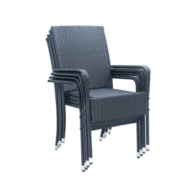 JUSKYS Zahradní židle Yoro 51523, polyratanová, stohovatelné a s područkami, 4 ks, 90 x 60 x 56 cm