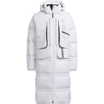 adidas Яке Adidas Men's Long Goose Down Detachable Hood Down Jacket - White