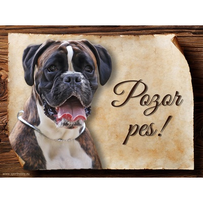Sport hobby Cedulka Boxer Pozor pes CP1242 27 x 20 cm
