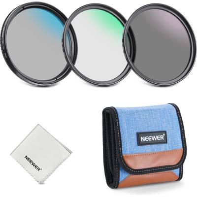NEEWER 62 mm UV CPL ND filter set, UV protection + circular polarizing filter + gray filter (ND8) camera lens filter set with multi-coated optical glass, slim frame and improved storage case - NW