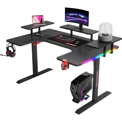 Геймърско бюро No brand P203, 5 в 1, RGB, Черен - 74004 (74004)