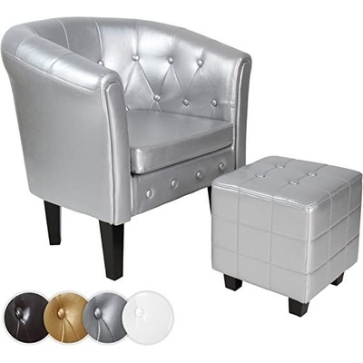 Miadomodo JG88571 s taburetem Chesterfield stříbrné