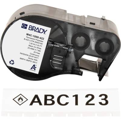Brady M4C-1000-422 / 170734, 25.40 mm x 7.62 m, Полиестер, черен печат / бял фон (170734)