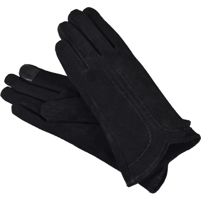 Semiline women suede antibacterial gloves P8215 black