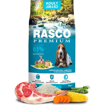 Rasco Premium dog Adult sensitive jahňa a ryža 3 kg