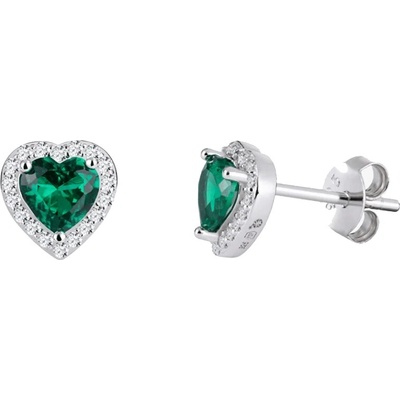 Preciosa pôvabné strieborné náušnice srdiečka so zirkónmi Velvet Heart 5371 66