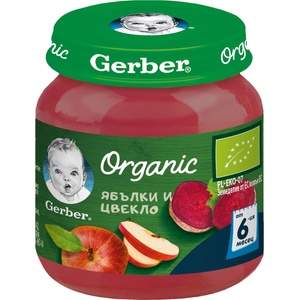 Nestle Пюре Nestle Gerber Organic - Ябълки и цвекло, 6 м+, 125 g (12455483) - ozone
