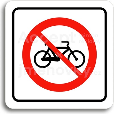 ACCEPT Piktogram zákaz jízdy na bicyklu - bílá tabulka - barevný tisk