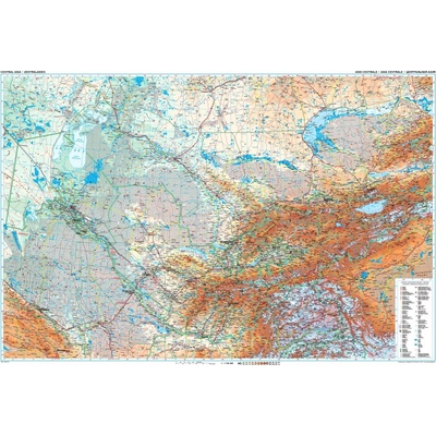 Gizi Map Střední Asie - nástěnná mapa 122 x 82 cm Varianta: bez rámu v tubusu, Provedení: laminovaná mapa v lištách