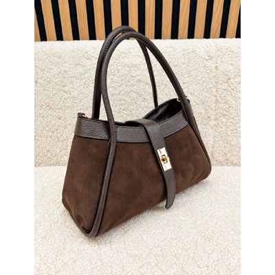Laura Biaggi kožená Shopper kabelka na zip TS66-6575 tmavě hnedá