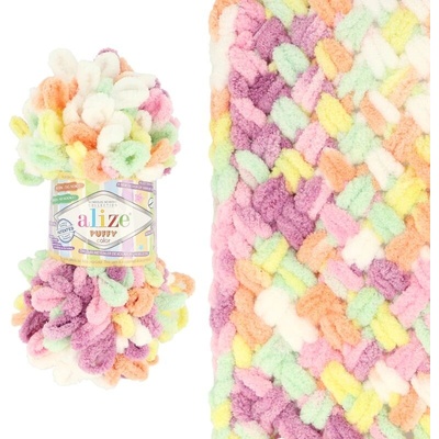 Alize Puffy Color 6527 žlutá růžová zelená – Zboží Mobilmania