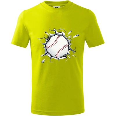 Baseball míč v triku tričko dětské bavlněné limetková