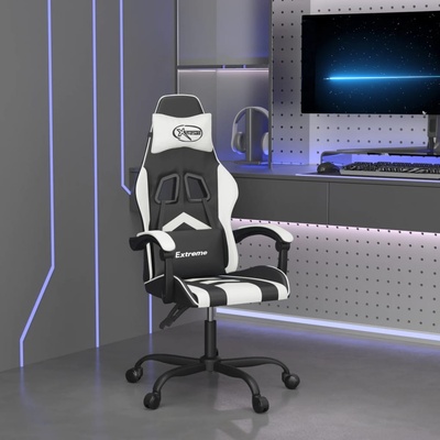 vidaXL Гейминг стол, черно и бяло, изкуствена кожа (3143895)