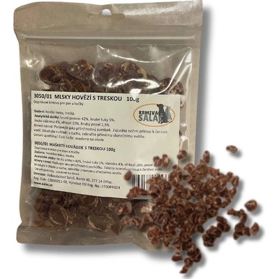 KRMIVA SALAČ Srdíčka hovězí s treskou 100 g