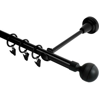 OK-GarnýžeCZ Garnýž kovová jednořadá 19mm Gabi černá 230 cm do stěny / kroužky s žabkou