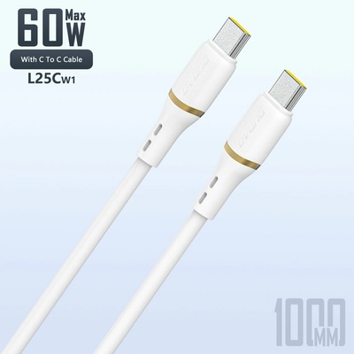 Dudao L25C USB-C / USB-C silikonový 60 W 1m bílý