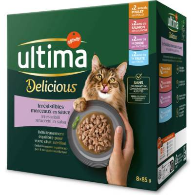 Ultima Sterilized Cat mix I kuracie morčacie losos pstruh 8 x 85 g