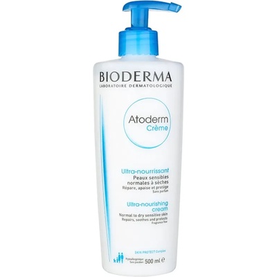 BIODERMA Atoderm Cream подхранващ крем за тяло за нормална към суха чувствителна кожа без парфюм Bottle with Pump 500ml