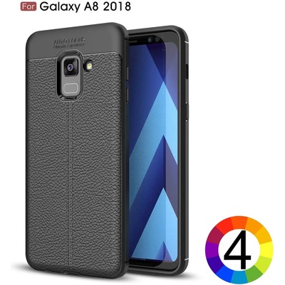 Samsung Galaxy A8 (2018) Удароустойчив Litchi Skin Калъф и Протектор