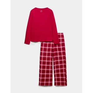 Marks & Spencer Пижамена комплект от чист памук с печат Marks & Spencer червена Marks & Spencer | Cherven | ЖЕНИ | XS