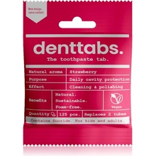 Denttabs Brush Teeth Tablets Kids with Fluoride s fluoridom v tabletách pre deti Strawberry 125 tbl