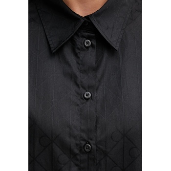 Calvin Klein Памучна риза Calvin Klein Jeans дамска в черно със свободна кройка с класическа яка LV044D167G (LV044D167G)