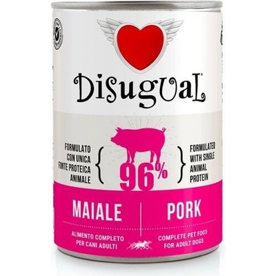 Disigual Консерва куче disugual 96% прасе един източник на животински протеин, за пораснали кучета от всички породи - ПРАСЕ, ПАСТЕТ