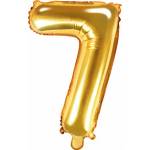 PartyDeco Балон от фолио Mini - число 7 златен 35 см