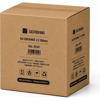 Gastrofans Výhodný multipack 6x Gastronádoba 1/2 GN 200 mm, nerezová, plná