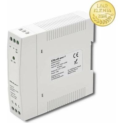 Qoltec 50906 – napájecí zdroj na DIN lištu 10 W / 12 V / 0,83 A / Bílý