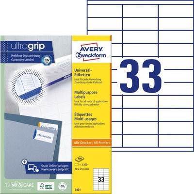 AVERY Zweckform univerzálne etikety, 70 x 25,4 mm - biele