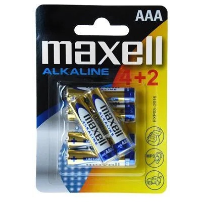 Maxell Алкална батерия MAXELL LR03 AAA 1, 5V /4+2 бр. в опаковка (ML-BA-LR03-4plus2)