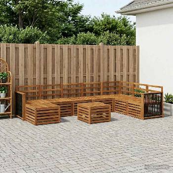 vidaXL Комплект дивани за открито 6 pcs Натурално (3384710)