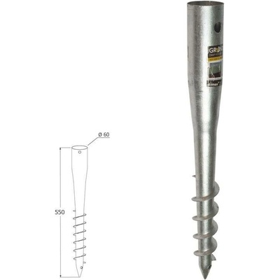 Domax PWG zemní šroubovací patka sloupku bez doplňků žárový zinek 60/550 - 550 x 200 x Ø60 mm (1 ks)