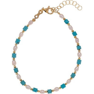 Alisia pozlacený náramek s tyrkysem a perlami AL4534-Oro