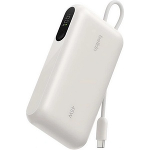 Belkin ULTRACHARGE аварийно зарядно устройство с Type-C конектор, 10000mAh, LED дисплей + вграден Type-C кабел, БЯЛО BPB029HQSA (BPB029HQSA)