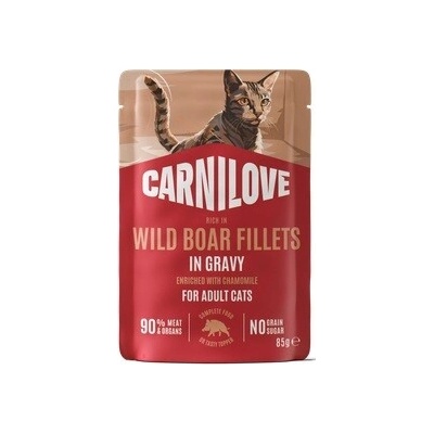 Carnilove Cat Pouch Gravy rich in Wild Boar enriched with Chamomile 24x85 g