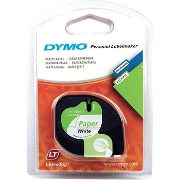 DYMO LetraTag 59421, S0721500, 12mm x 4m черен печат / бял фон, оригинална лента (59421)