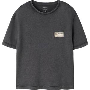NAME IT Детска тениска Name it Kid's Fandel S/S Top T-shirt - Black / Pure Cashmere Patch - размер 110 (EU) (704-6375-0114)