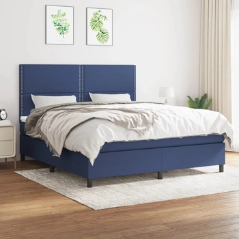 vidaXL Боксспринг легло с матрак, синьо, 160x200 см, плат (3141711)