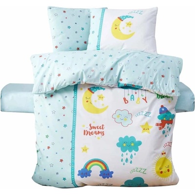 Mijolnir Детско спално бельо за детско креватче от памук Renforcé с включен долен чаршаф в бяло и цвят мента, 4 части 100x150 cm - Mijolnir (129CTN3035)